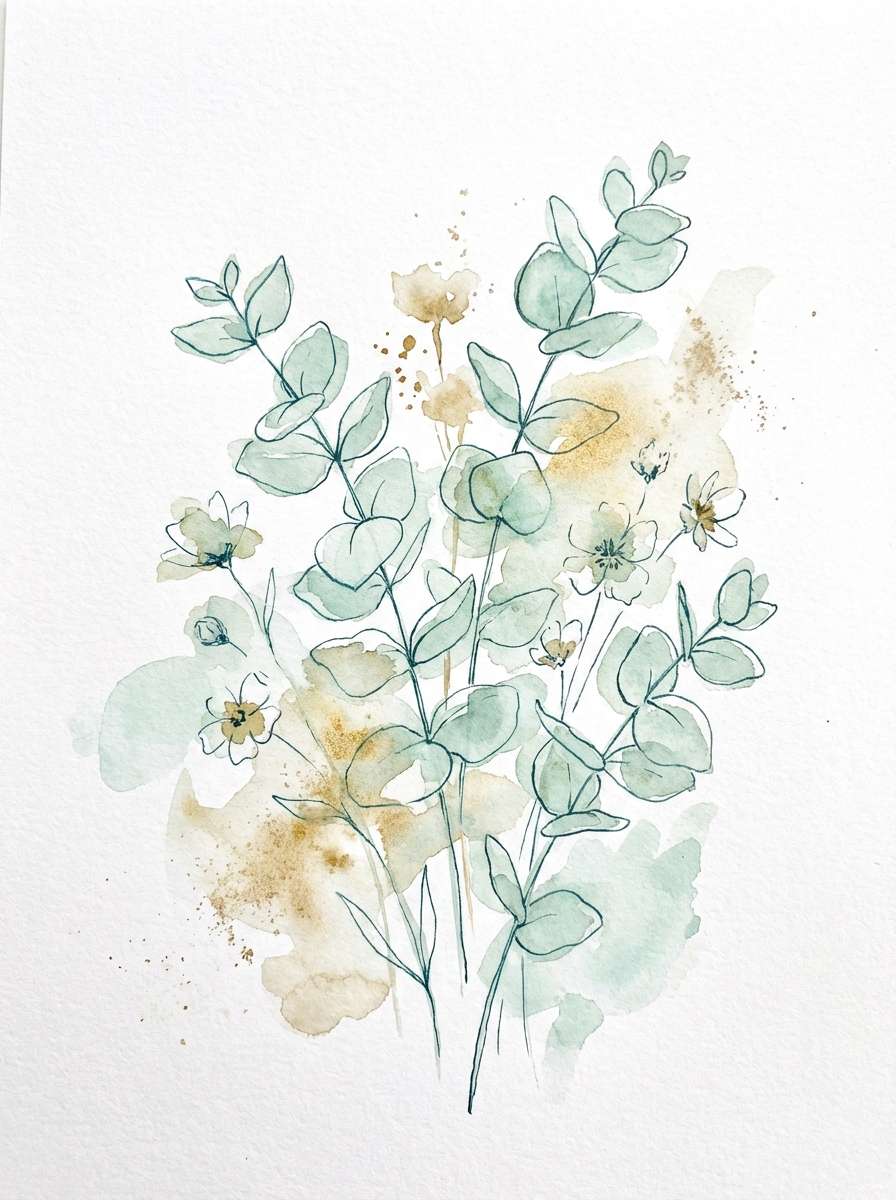 watercolor eucalyptus botanical