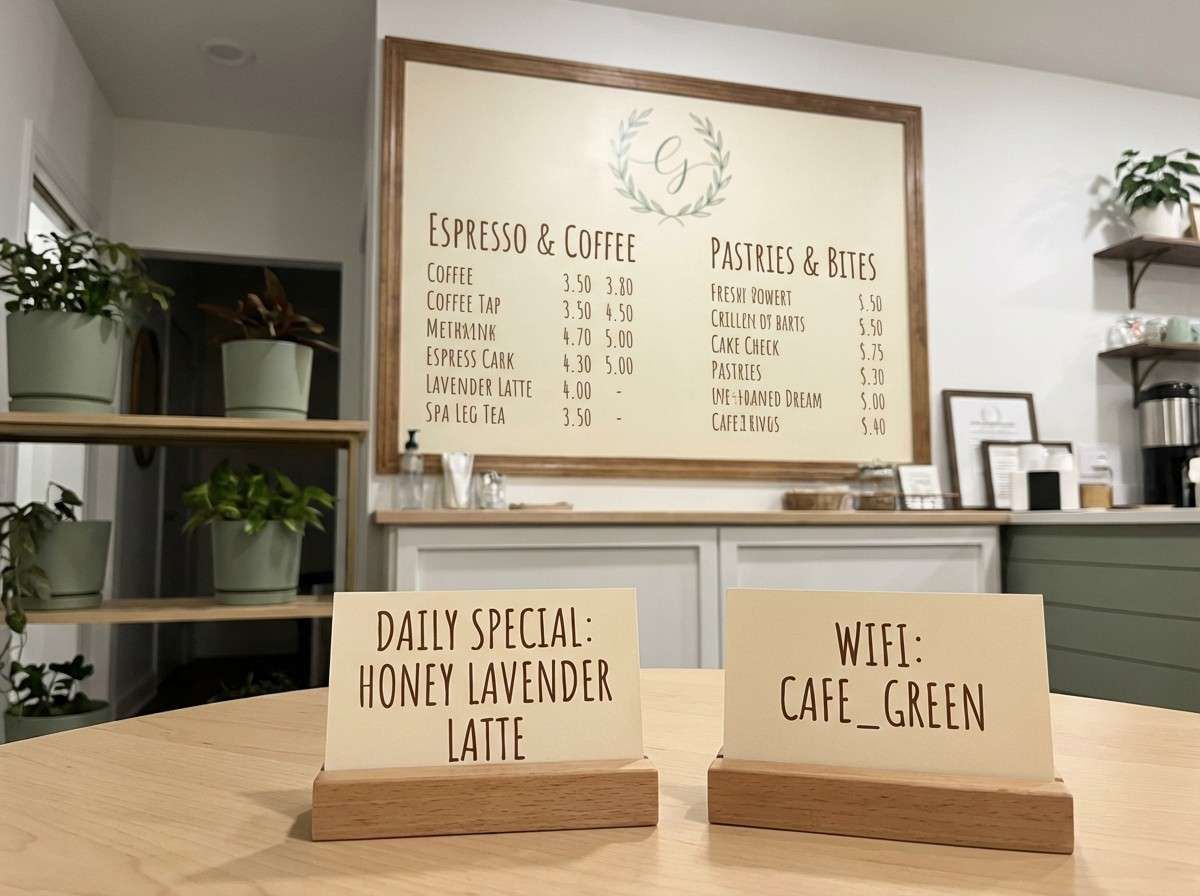 cafe menu signage