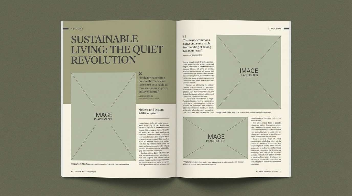 khaki magazine spread layout