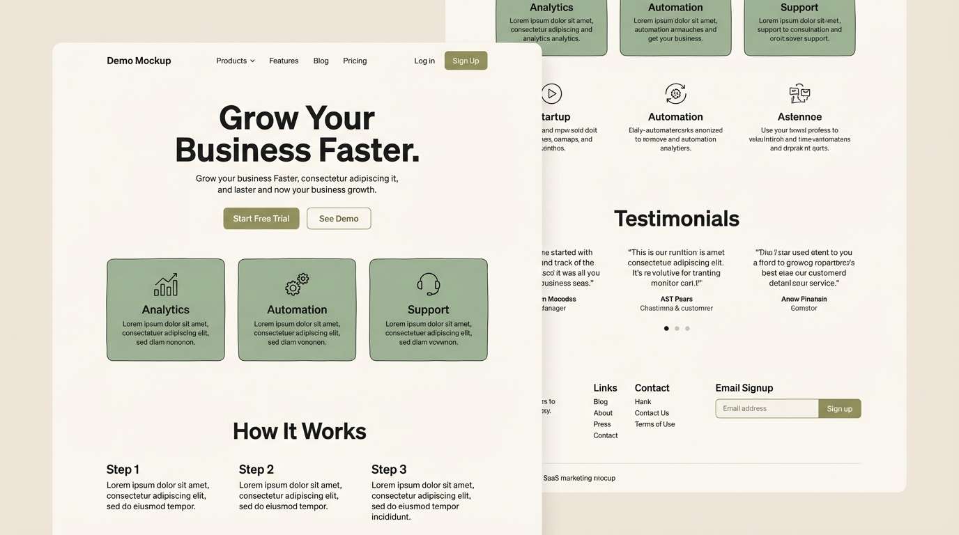 khaki saas marketing page