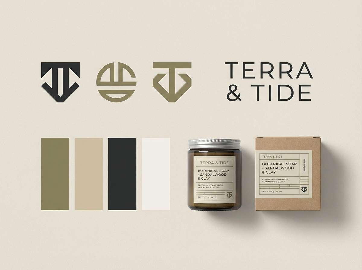 khaki brand identity board