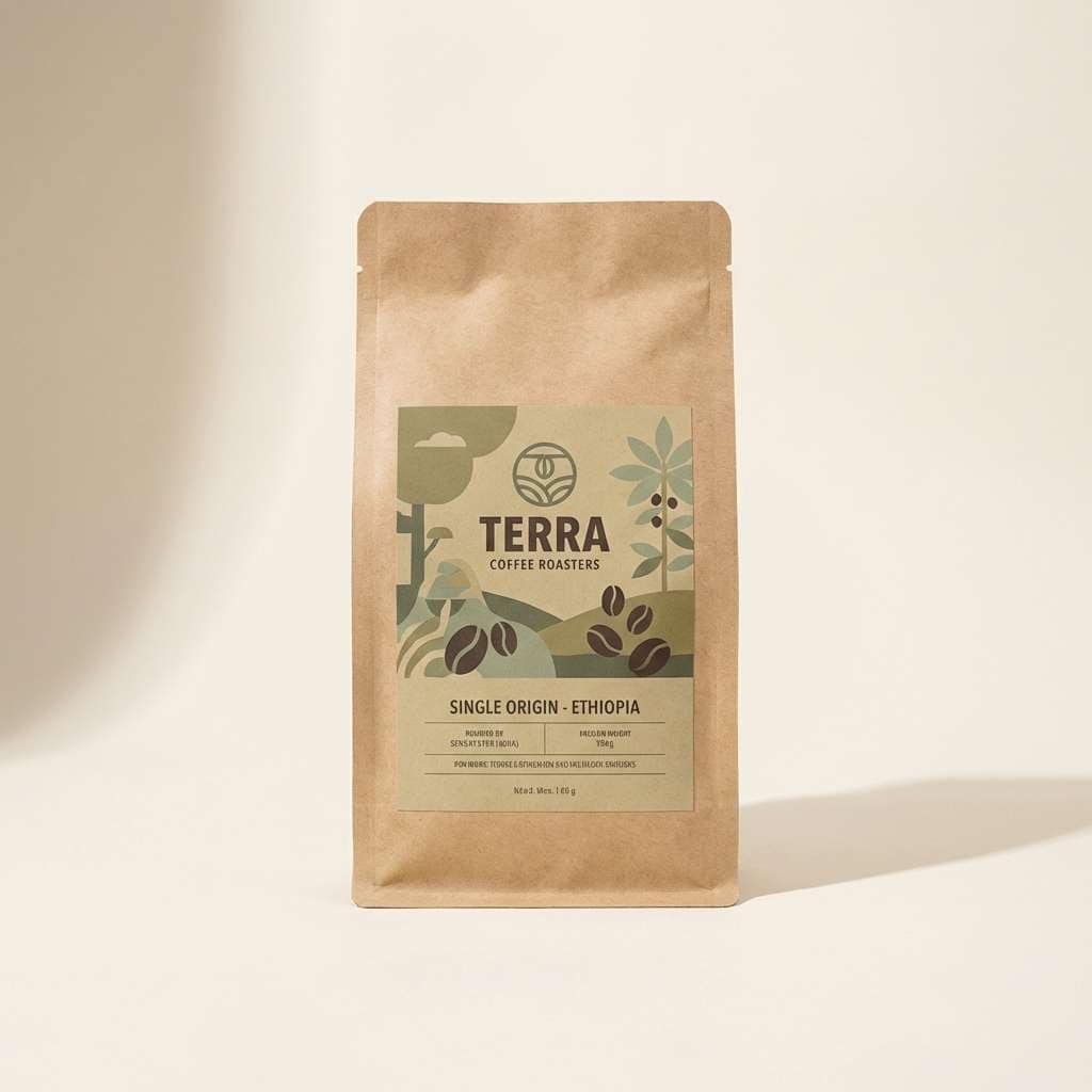 khaki coffee bag packaging