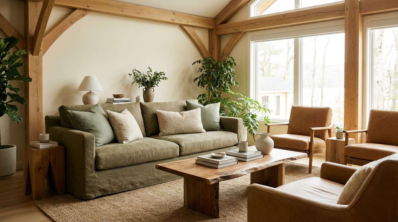 khaki green living room