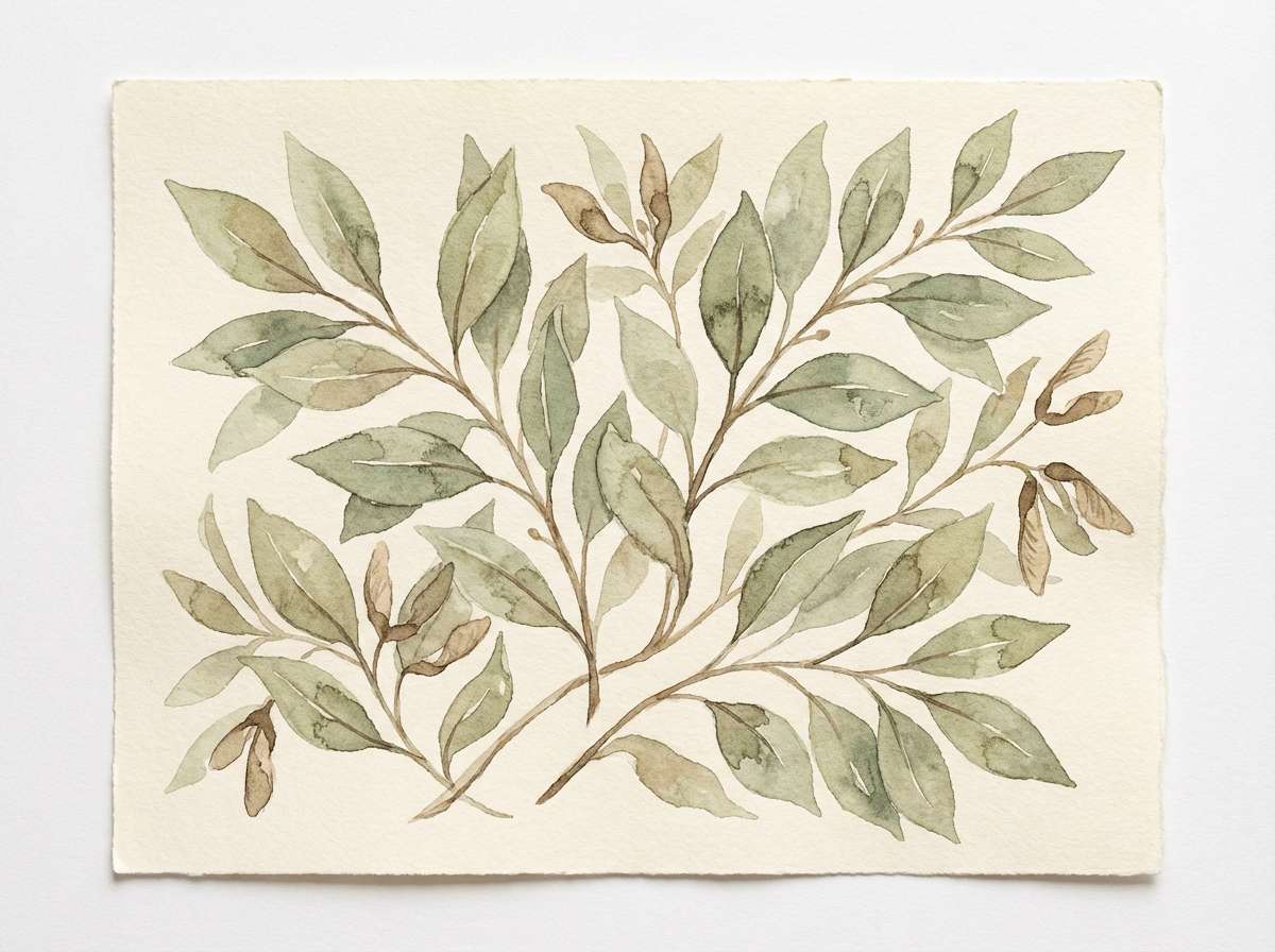 watercolor khaki leaves