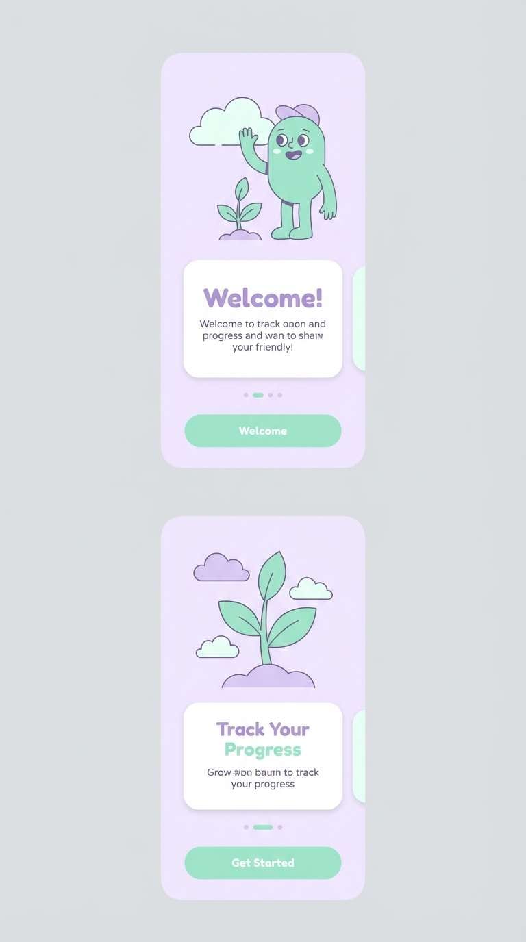 mint lavender onboarding screens