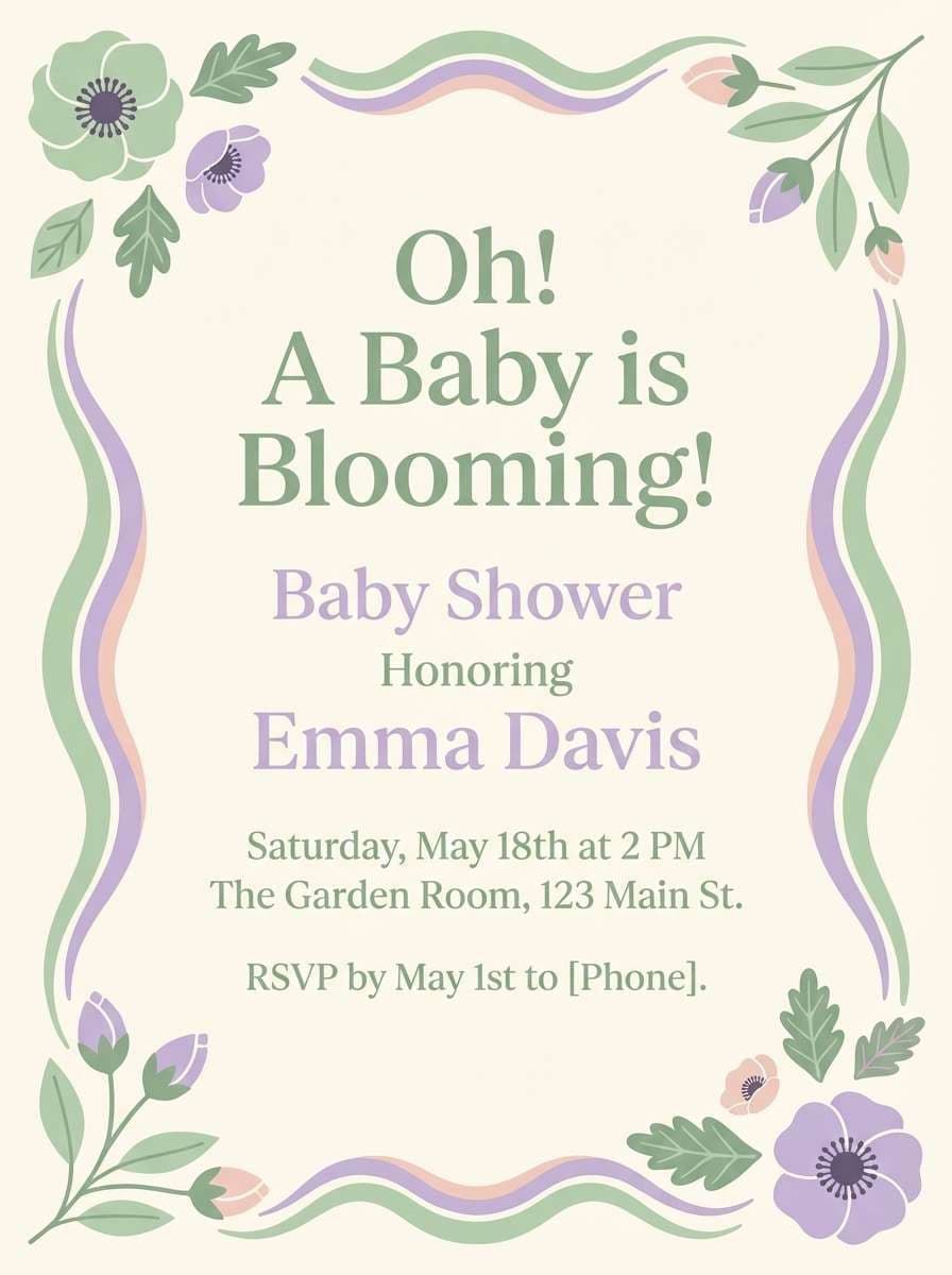 baby shower invite in pastels