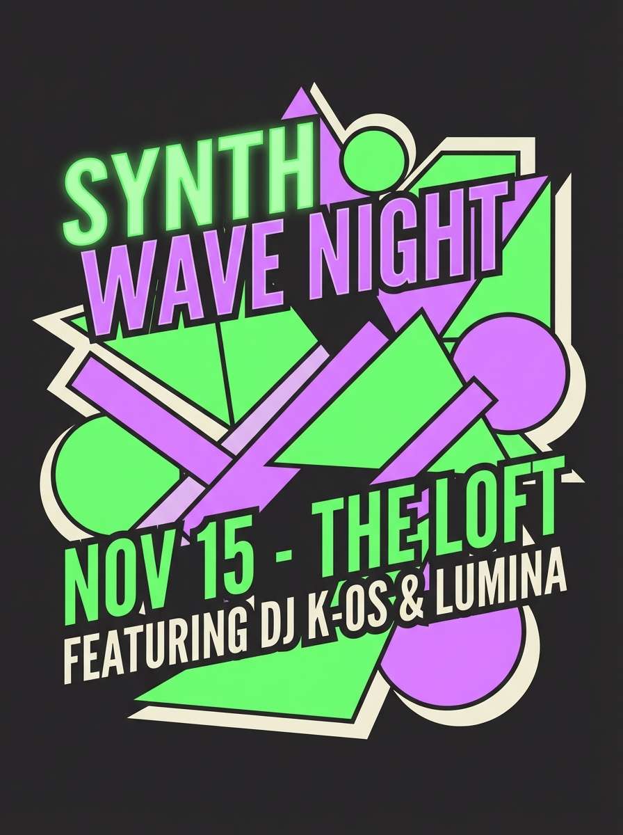 music flyer in green lilac