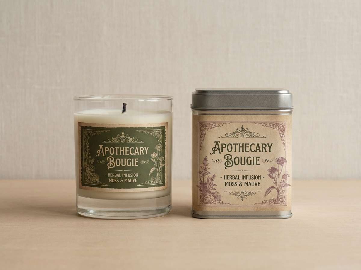 heritage packaging in moss mauve