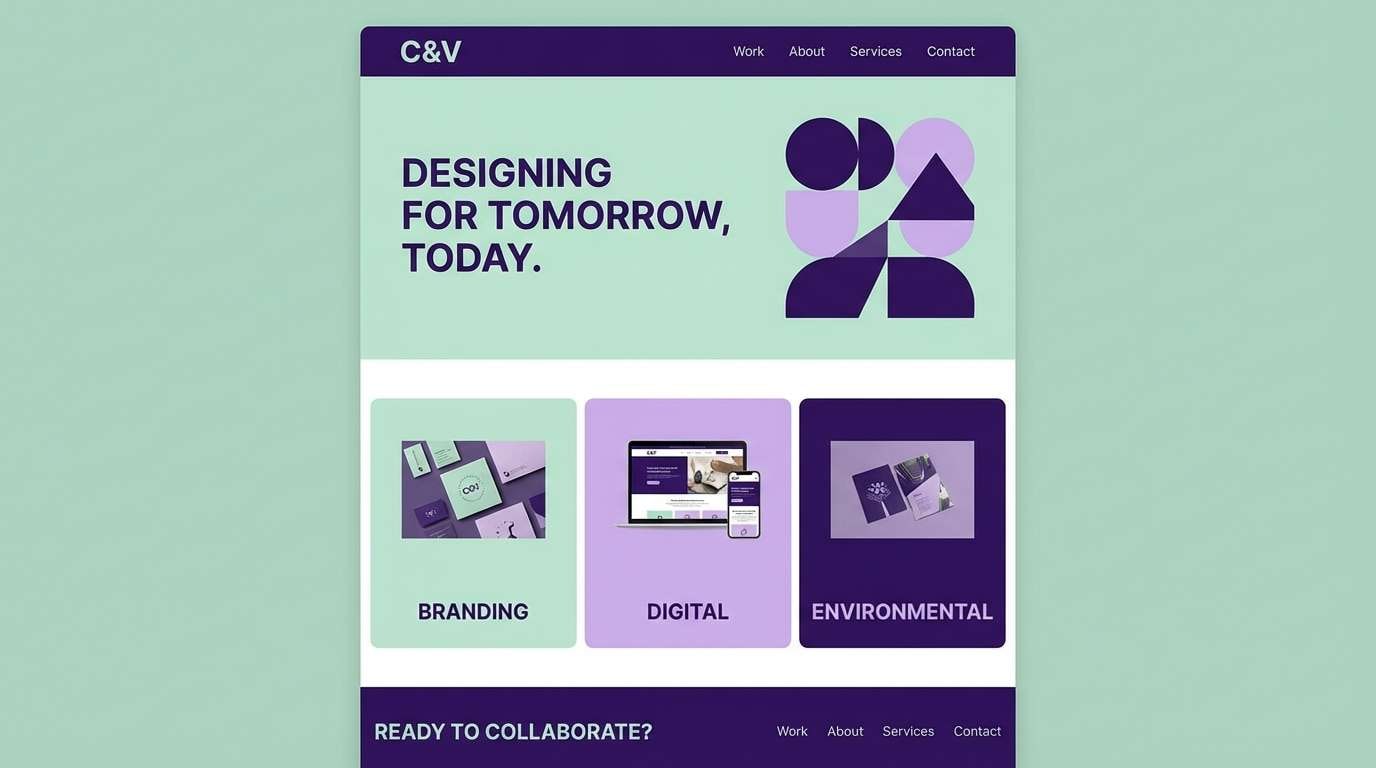 studio website in celadon violet