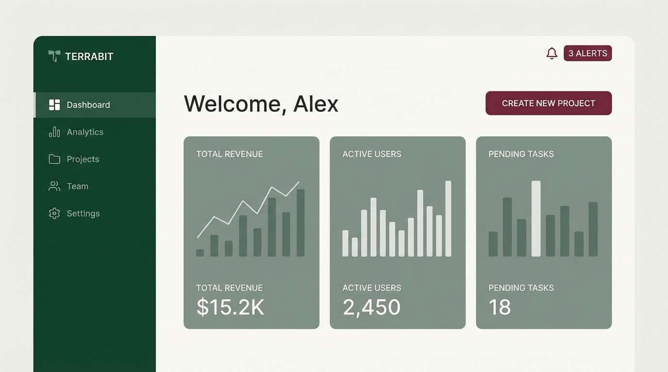 dashboard ui in green maroon