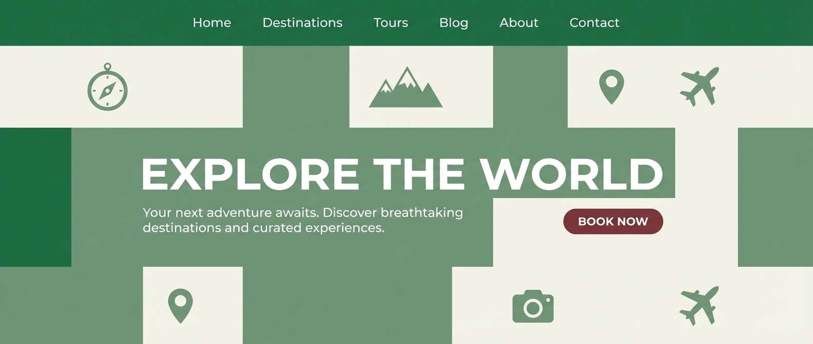 travel blog header layout