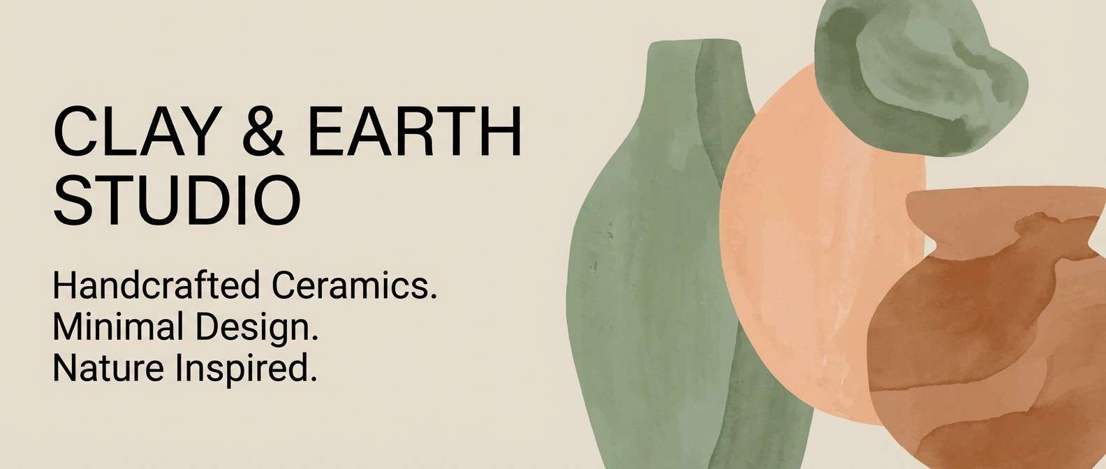ceramics banner green peach