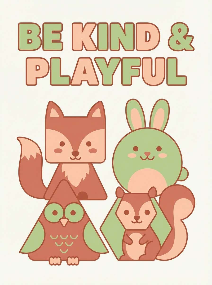 playful green peach poster