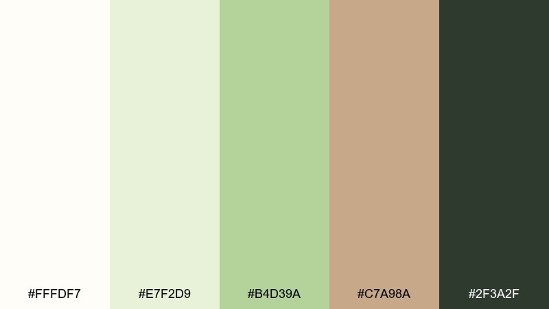 green tea latte fresh color palette with hex codes