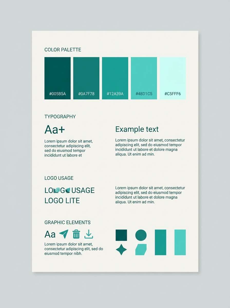 monochrome teal branding