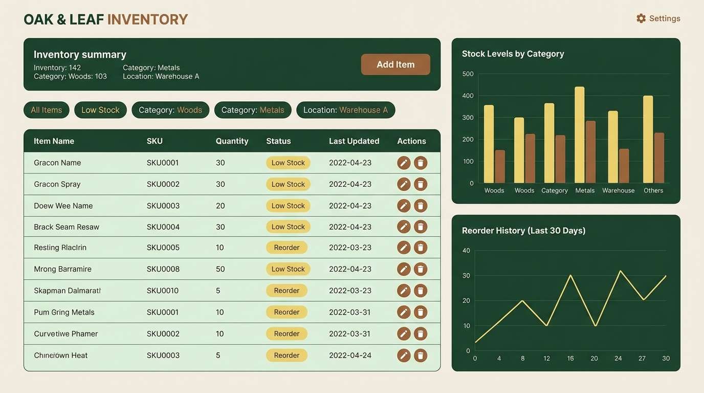inventory dashboard ui