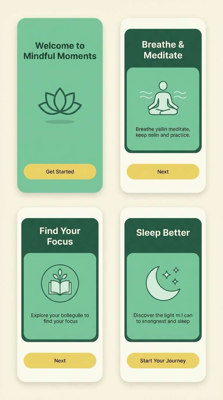 mindfulness onboarding screens