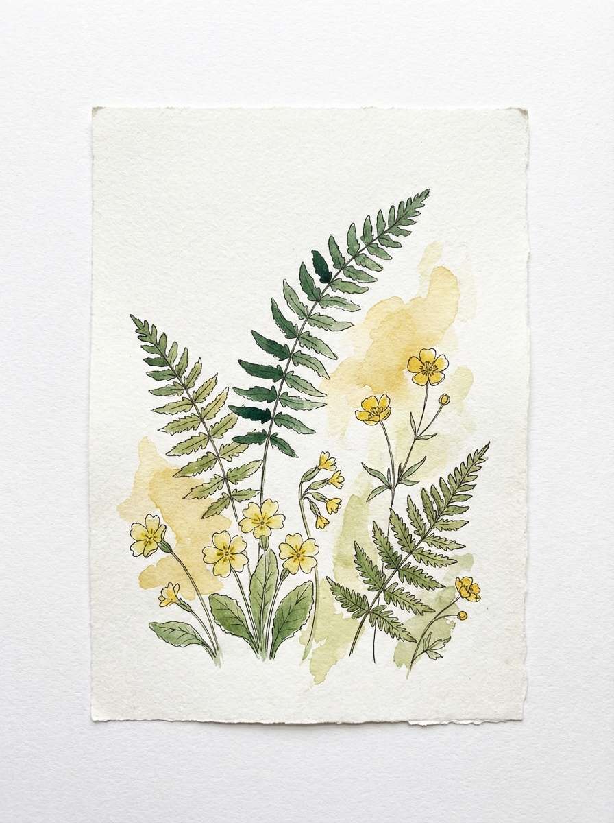 watercolor fern print
