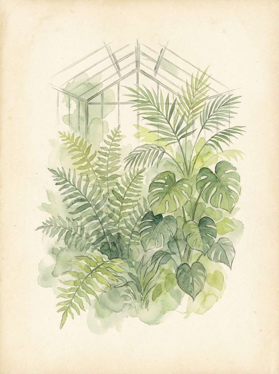 greenhouse watercolor botanical print