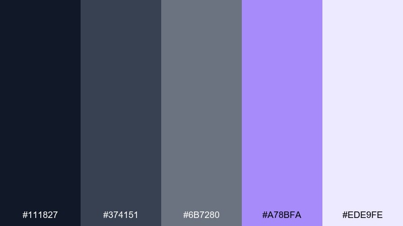 gunmetal orchid color palette with hex codes