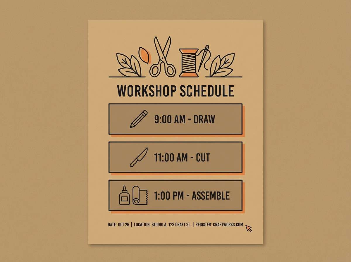 rustic craft workshop flyer