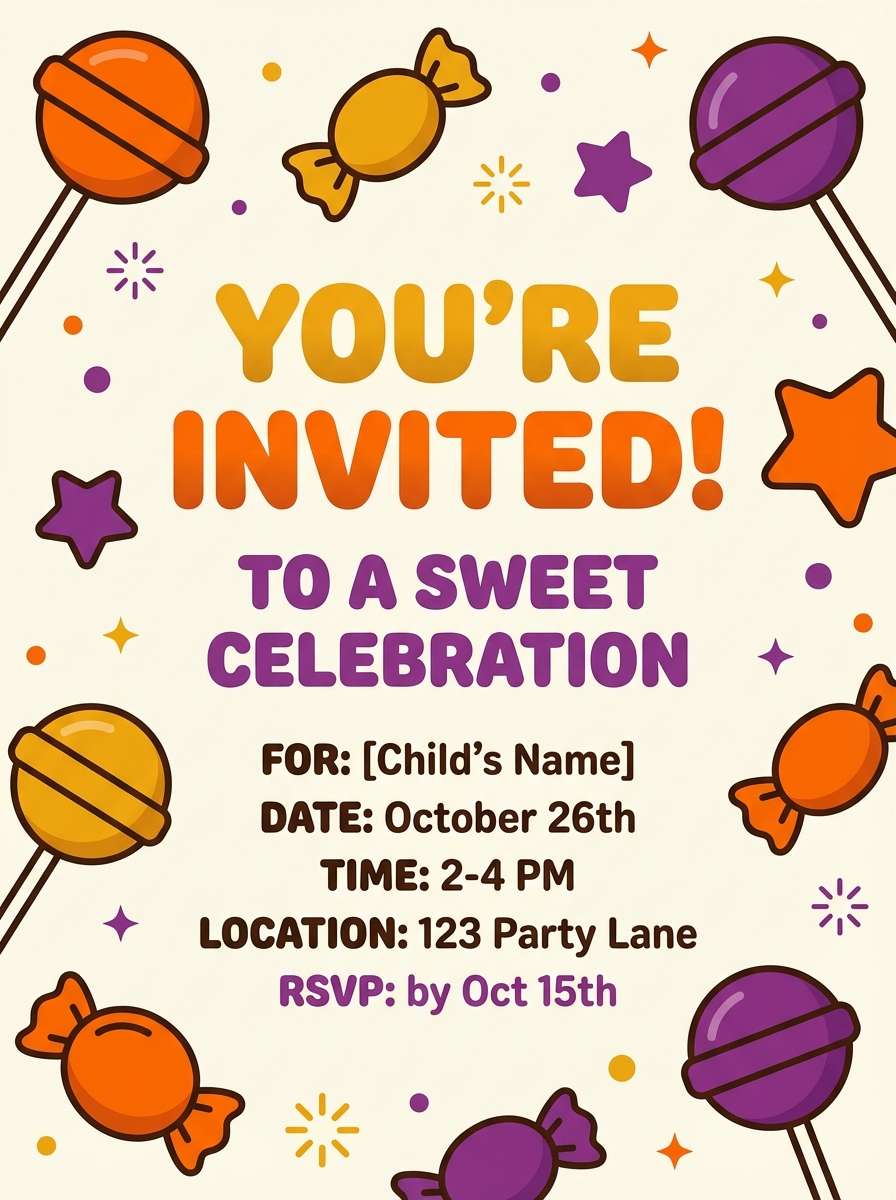 bright kids party invite