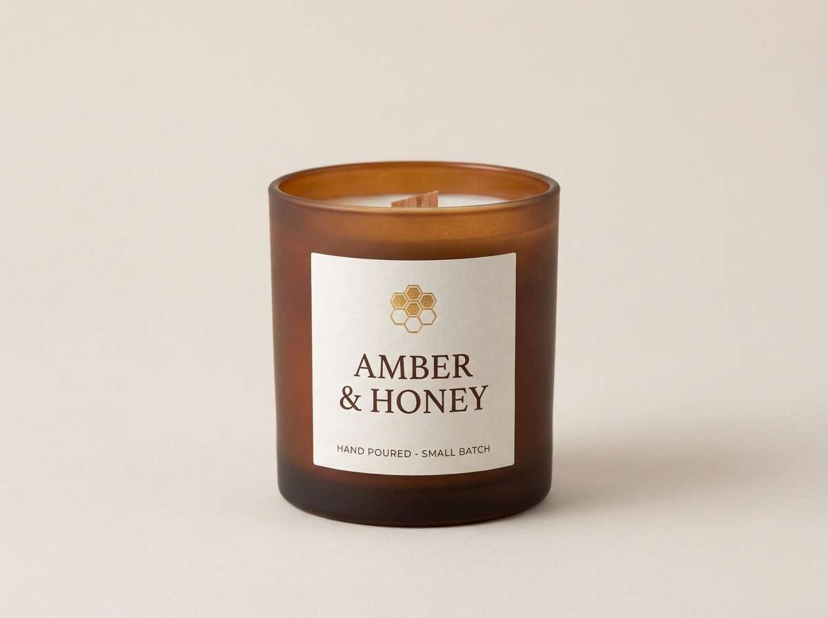 handmade candle label shot