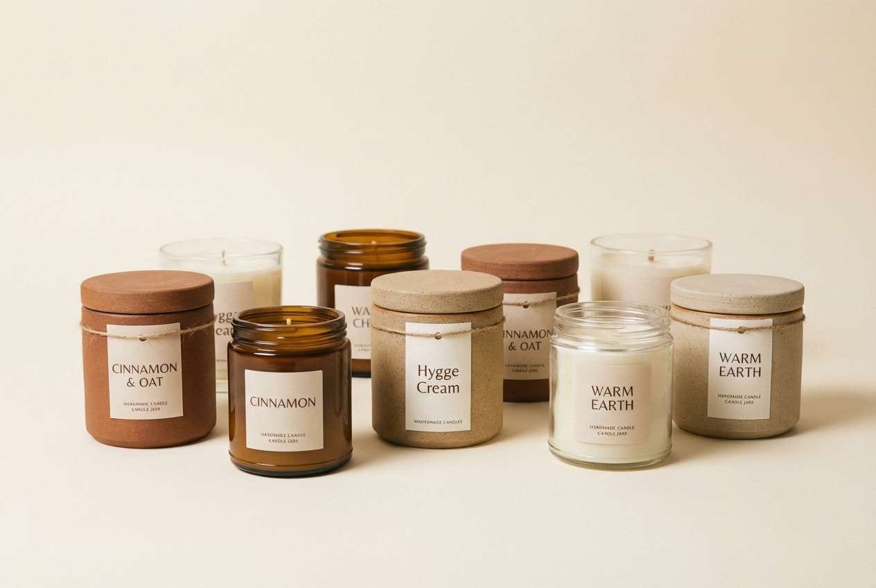 handmade candle labels shot