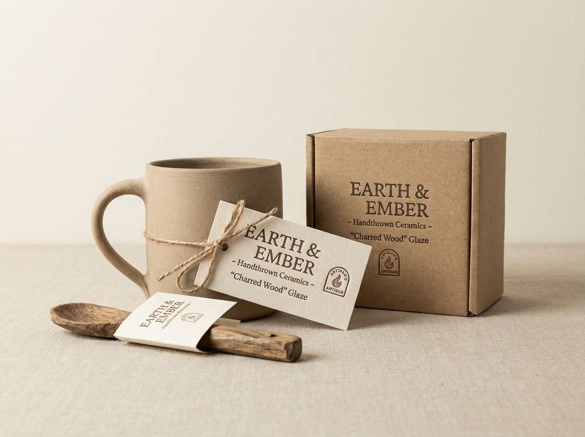 handmade pottery label mockup