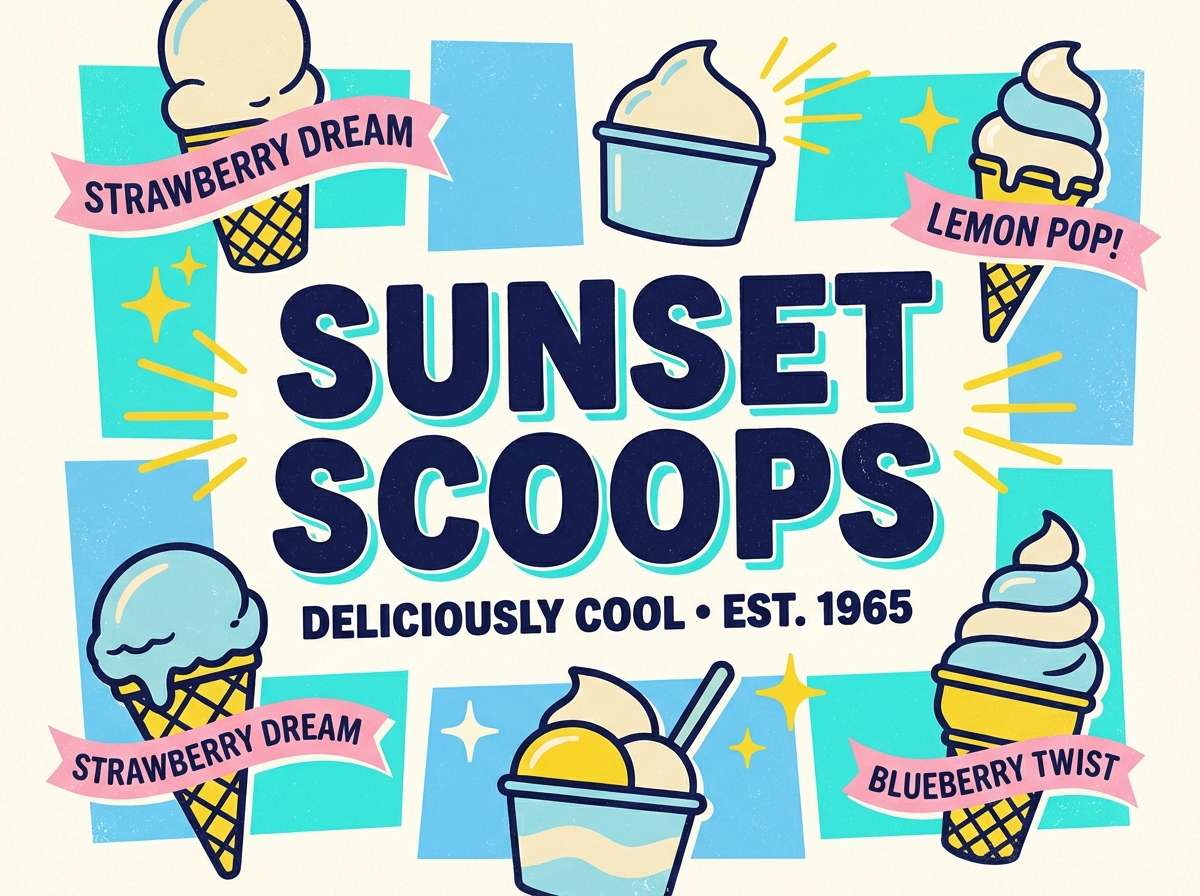 ice cream poster in aqua