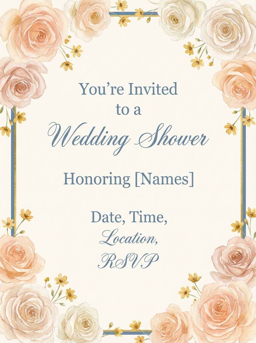 peach invitation with soft florals