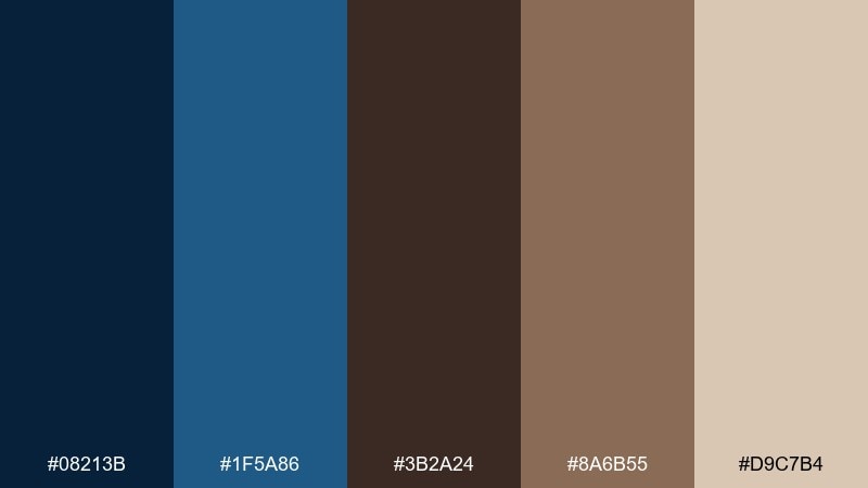 harbor cocoa blue dark brown color palette with hex codes