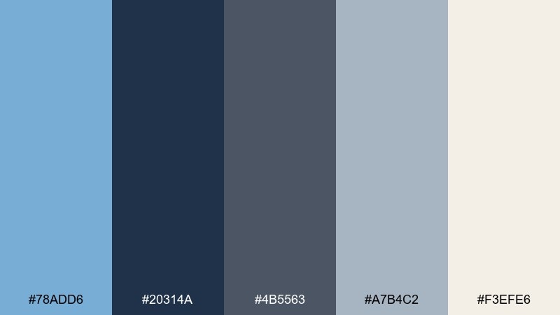 harbor dusk carolina blue color palette with hex codes