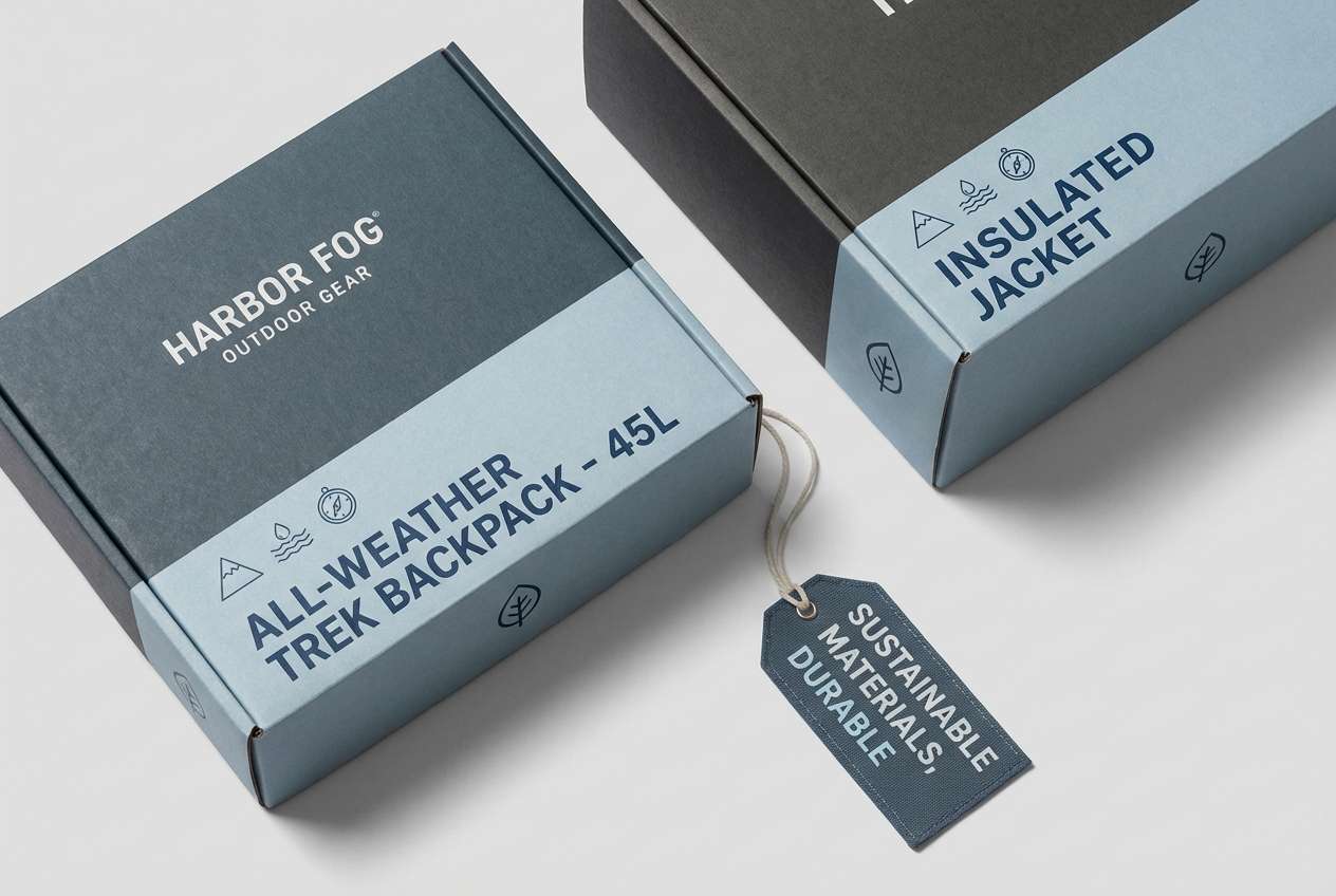 outdoor packaging in foggy blues