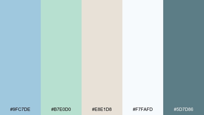 harbor glass blue pastel green color palette with hex codes