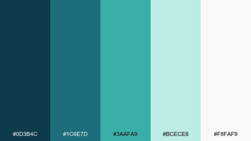 harbor mist teal blue green color palette with hex codes