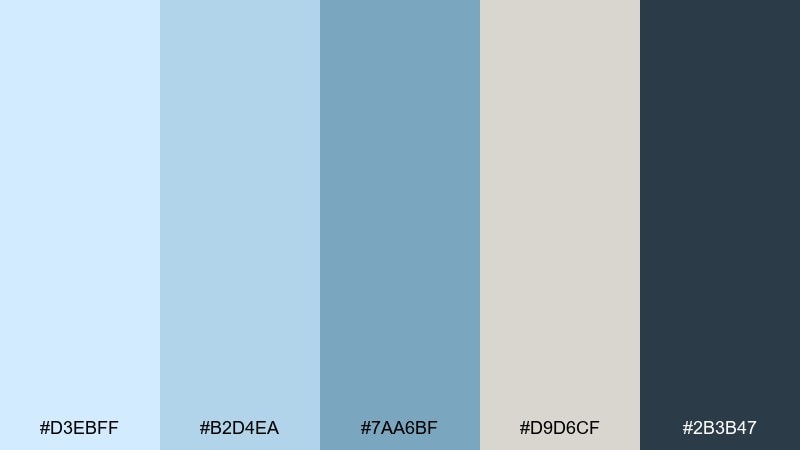 harbor morning pale blue color palette with hex codes