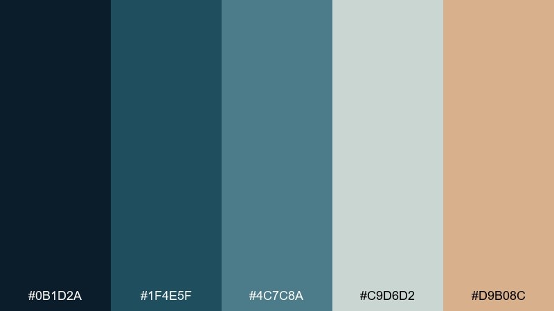 harbor nightfall coastal color palette with hex codes