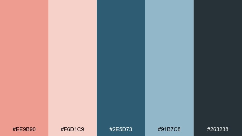 harbor rose slate blue salmon color palette with hex codes