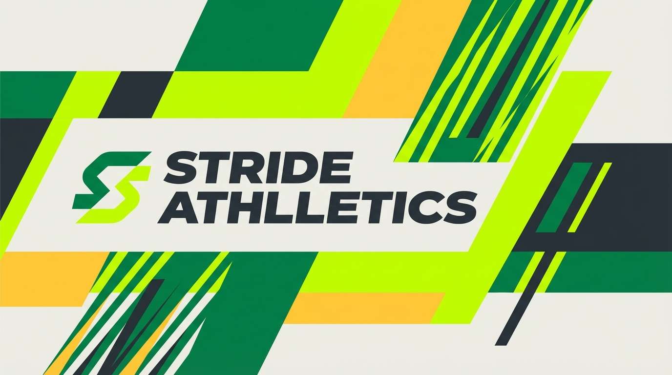 sports banner with green stripes