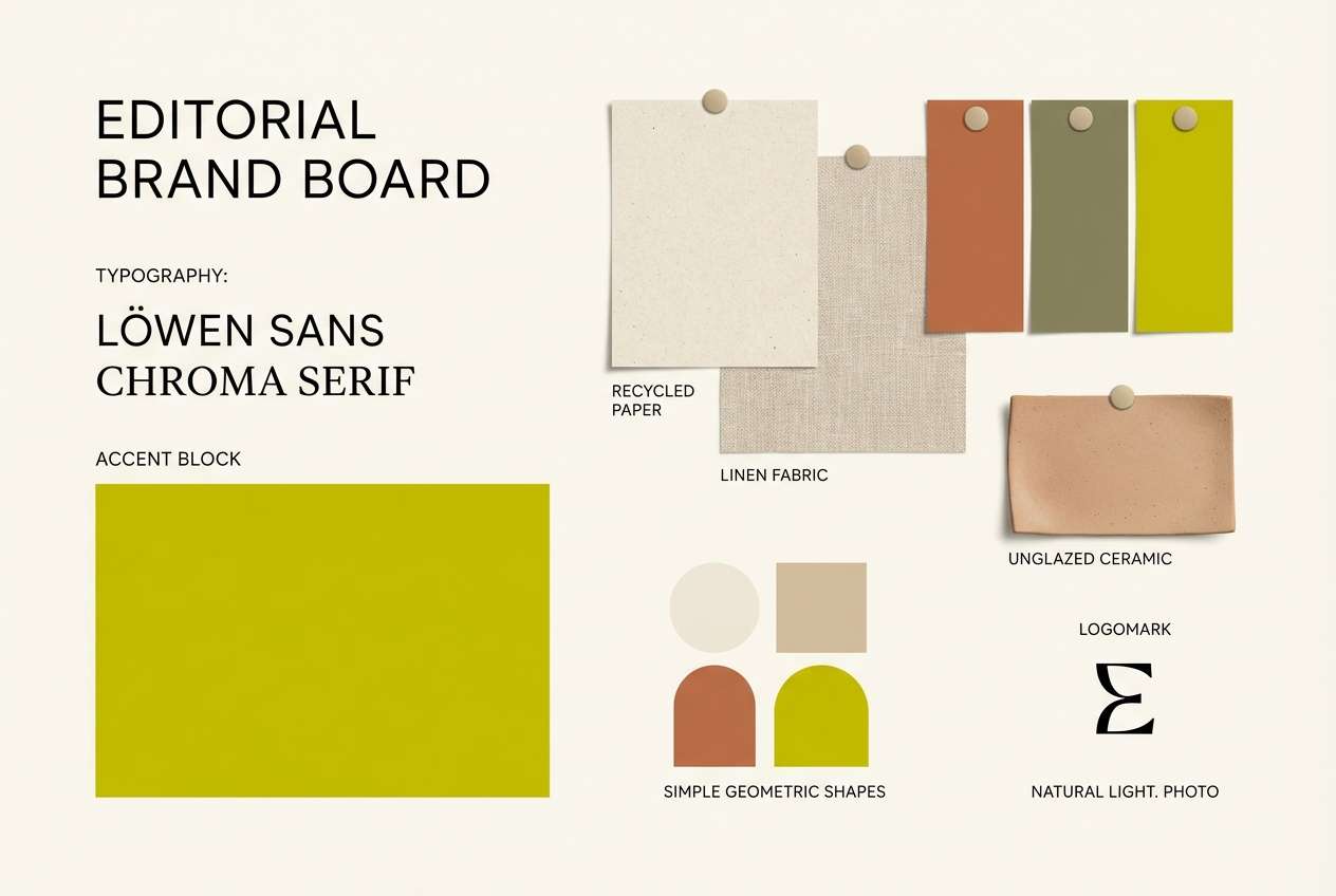 minimal brand board with chartreuse