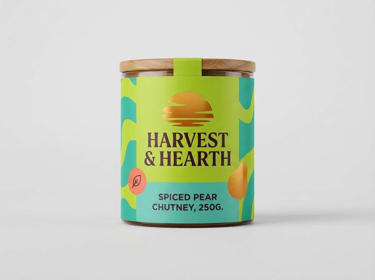 food packaging in lime and amber