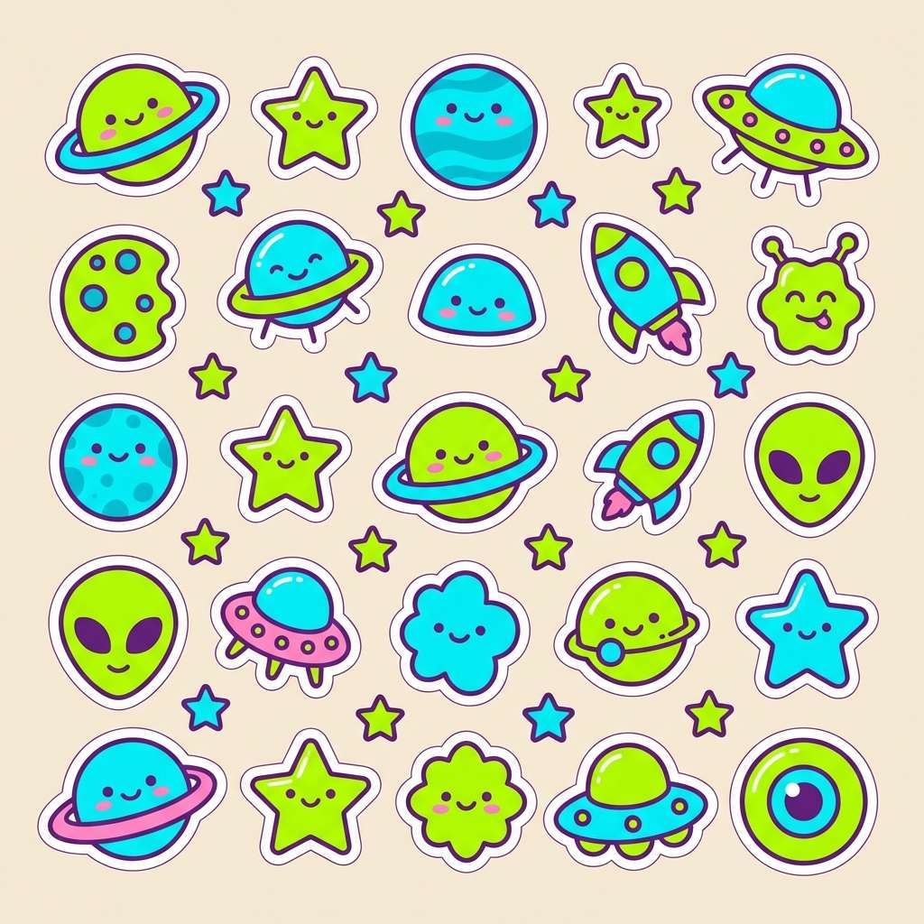 kids sticker pack in lime