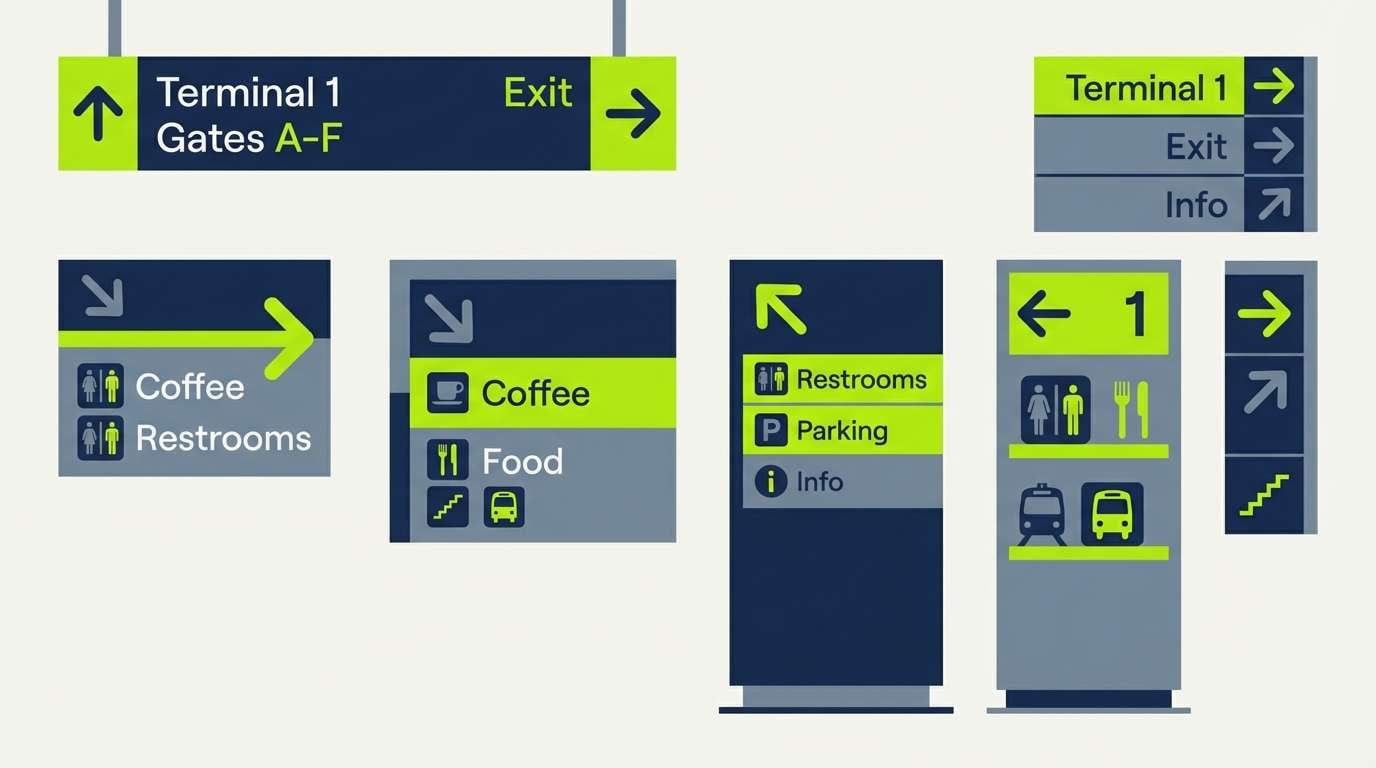 wayfinding signage with lime accent