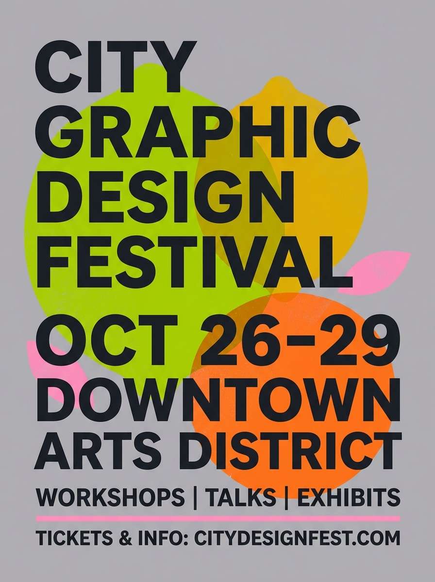 festival flyer with citrus shapes