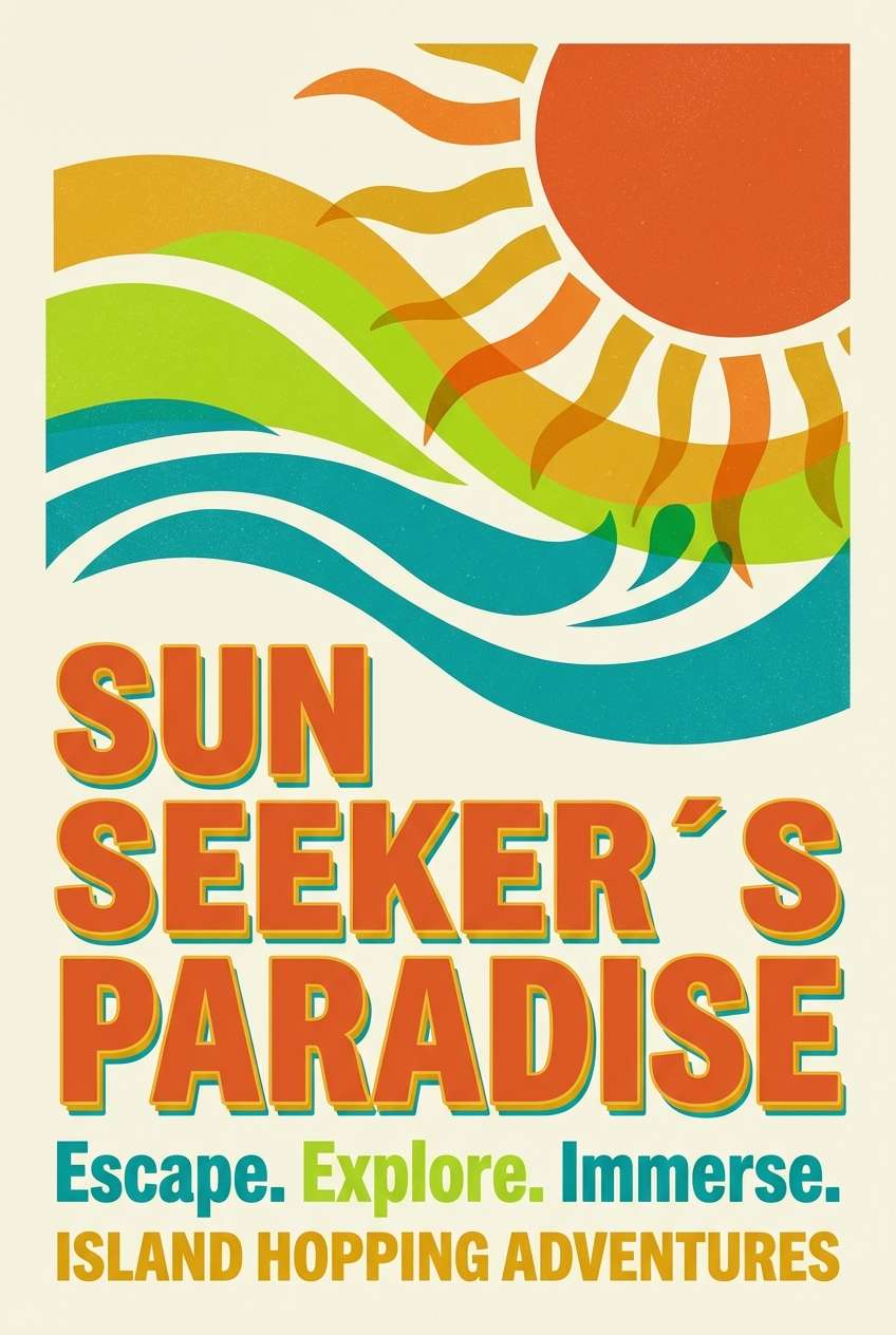 travel poster in sunset and lime