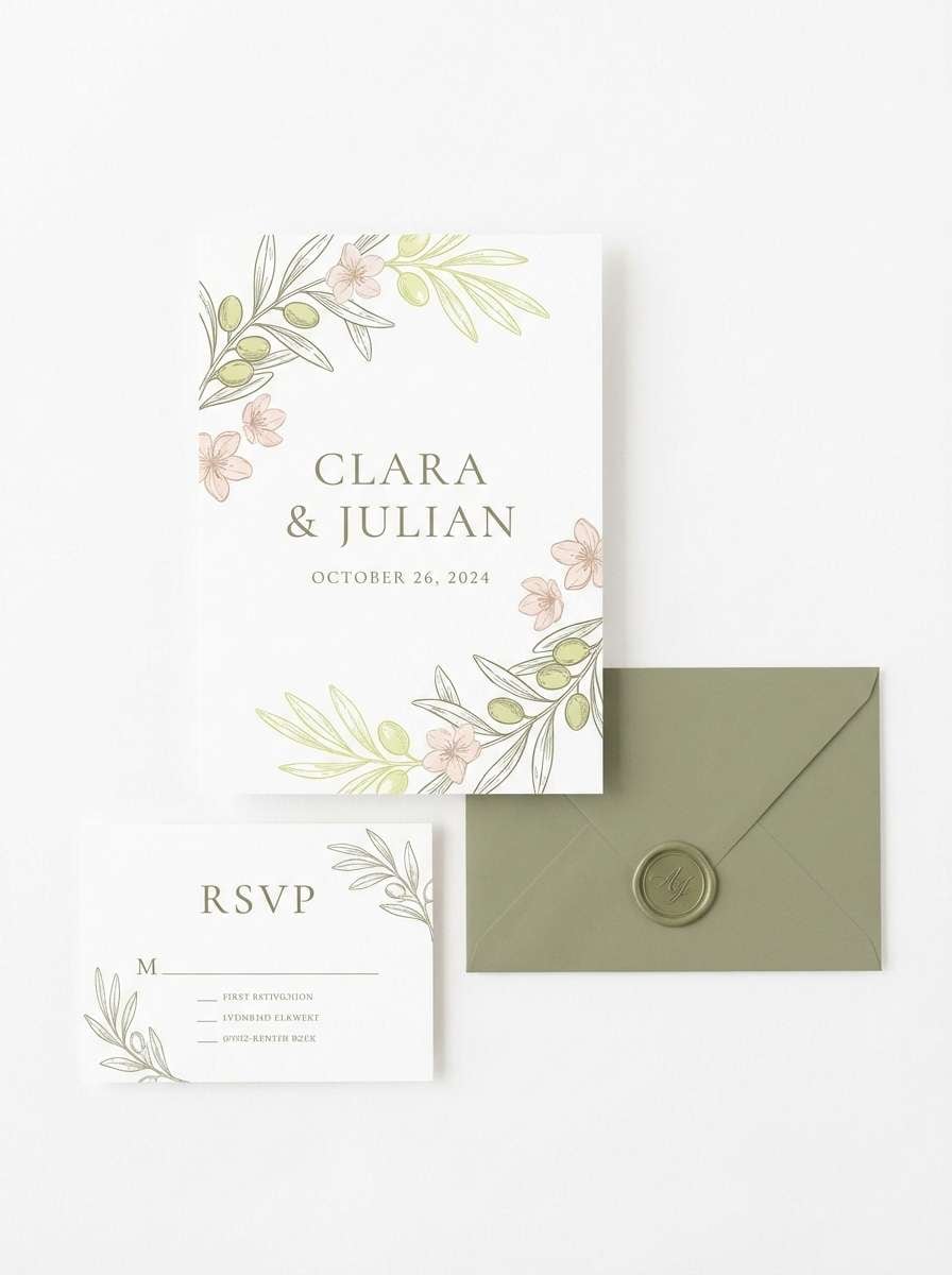 wedding invite with soft lime