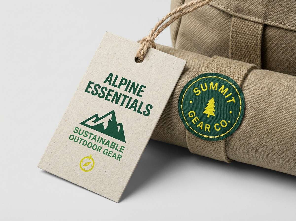outdoor label in green and lemon