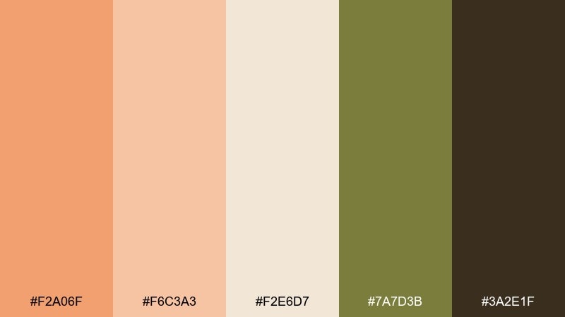 harvest apricot olive color palette with hex codes