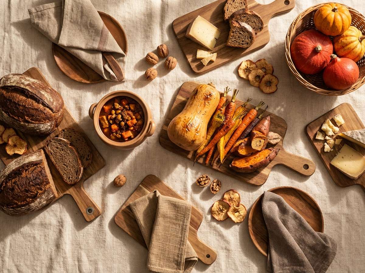 harvest picnic overhead photo